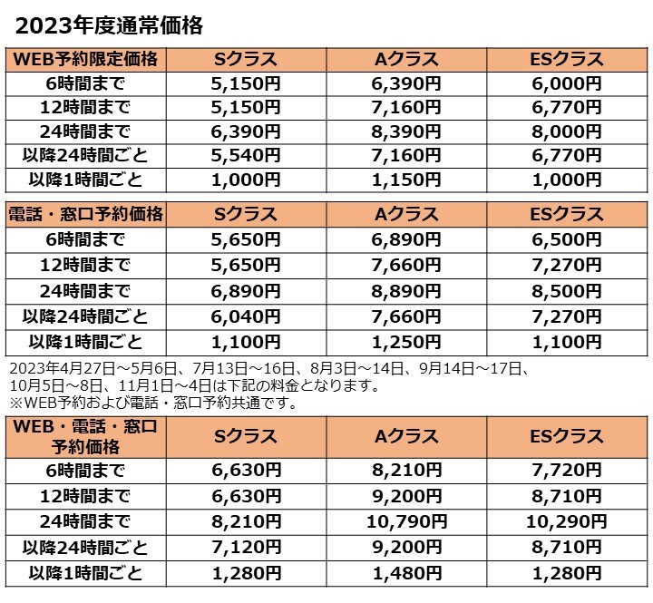 料金表